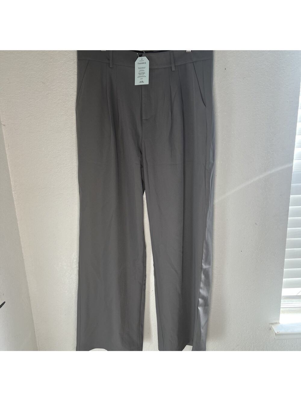 NiMin Womens High Waisted Wide Leg Dress Pants XL Gray Stretch NWT
